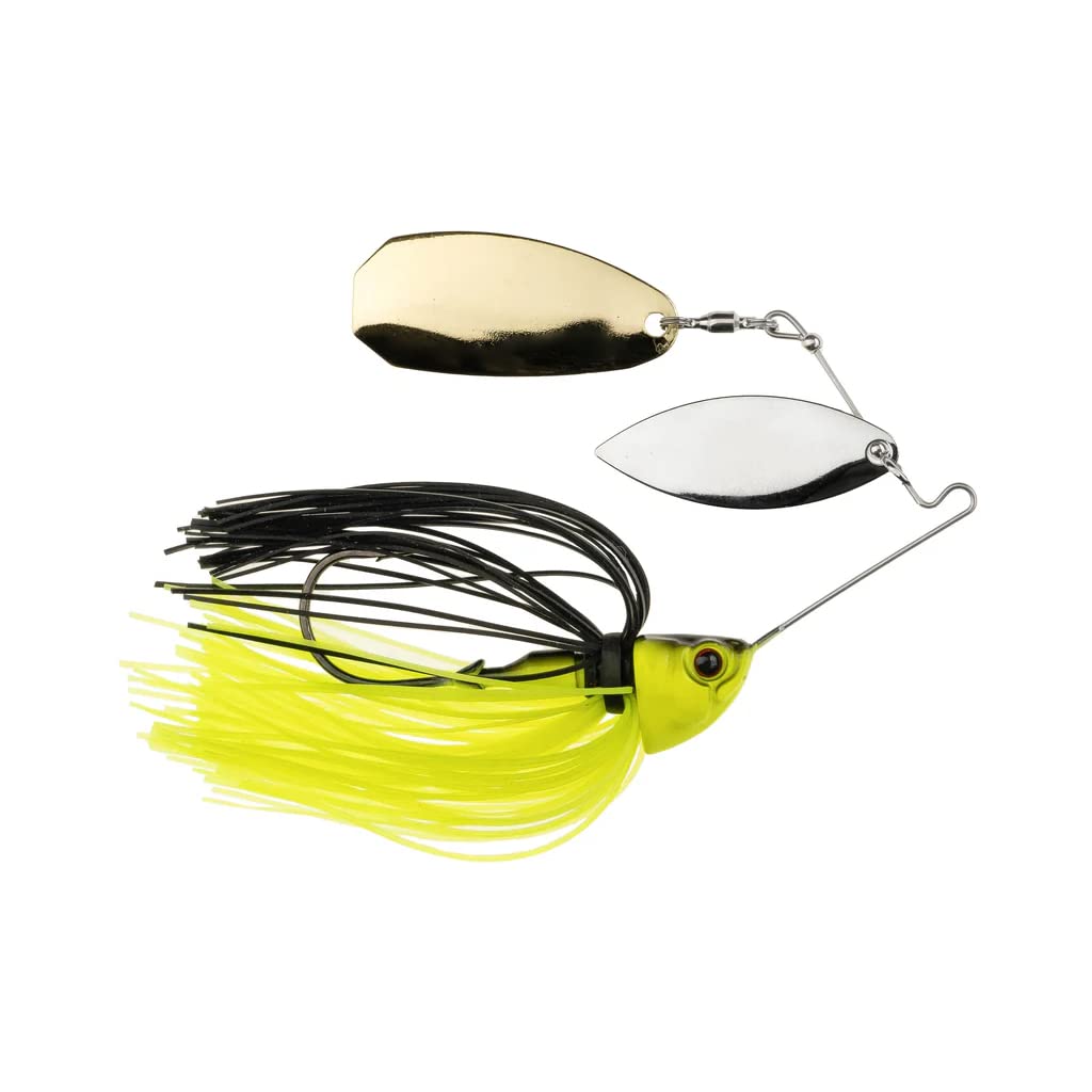 Freedom Tackle Speed Freak Compact Spinnerbait chartreuse black 1/4 oz, designed for fast retrieves.