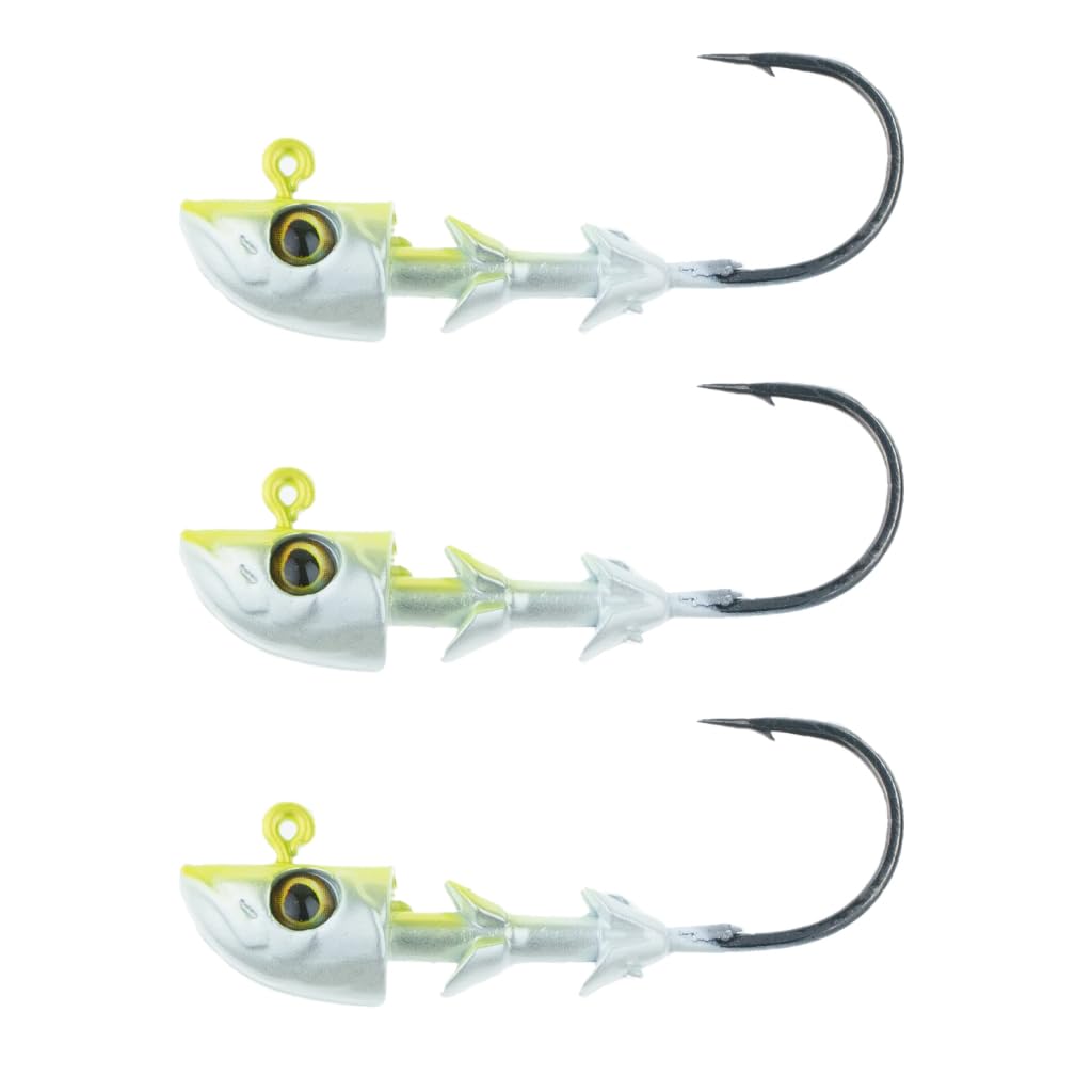 Freedom Tackle Swimbait Head chartreuse shad boosts visibility and lifelike action.