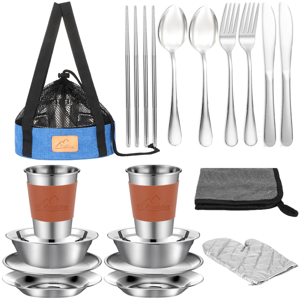 Freehiker camping mess kit all-in-one plate cups for easy on-trail meals