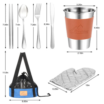 Freehiker camping mess kit stainless-steel cutlery for durable camp dining