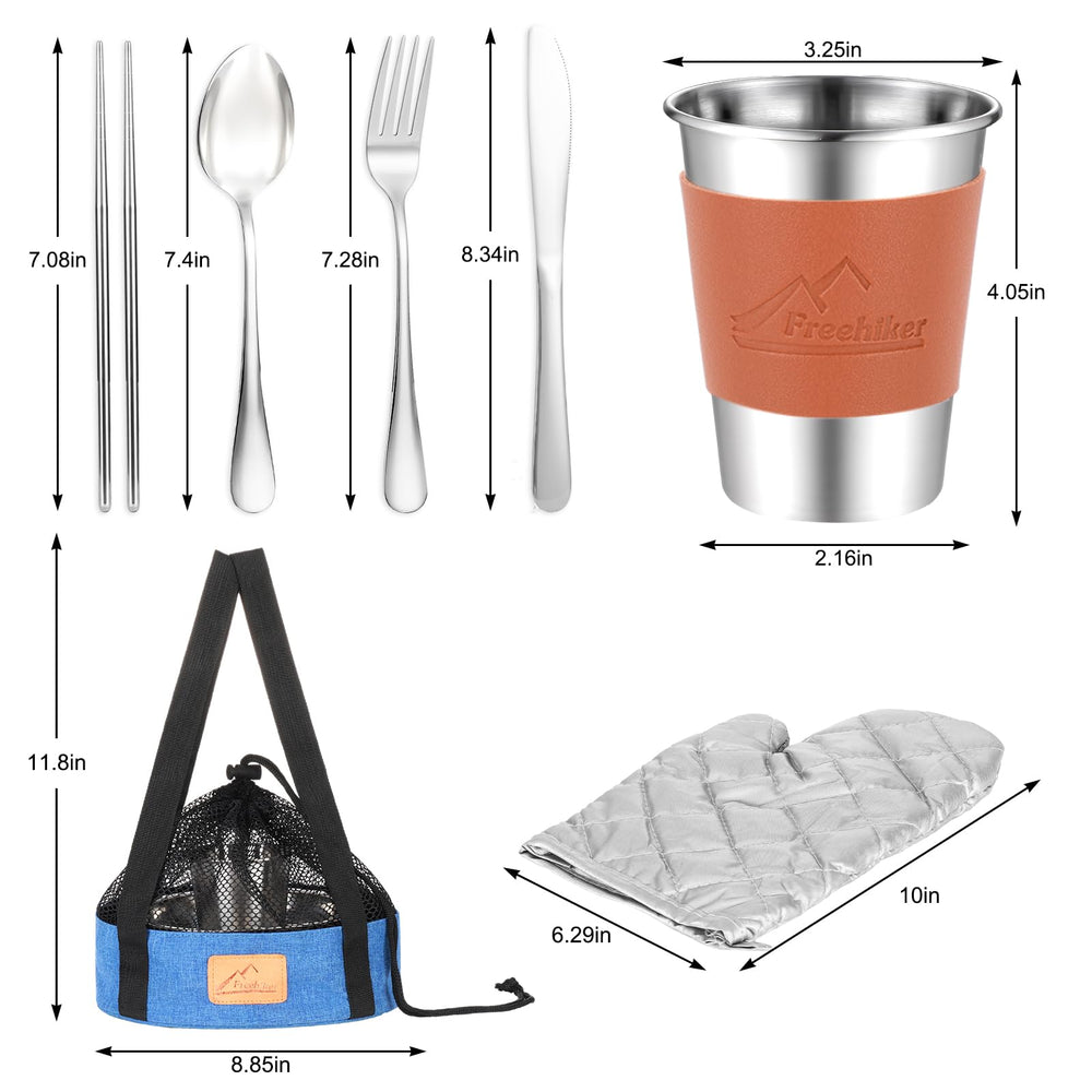 Freehiker camping mess kit stainless-steel cutlery for durable camp dining