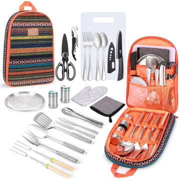 Freehiker camping utensils set packaged for portable convenience and complete outdoor meal prep.