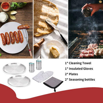 Freehiker plates and seasoning bottles complete the portable dining setup outdoors.