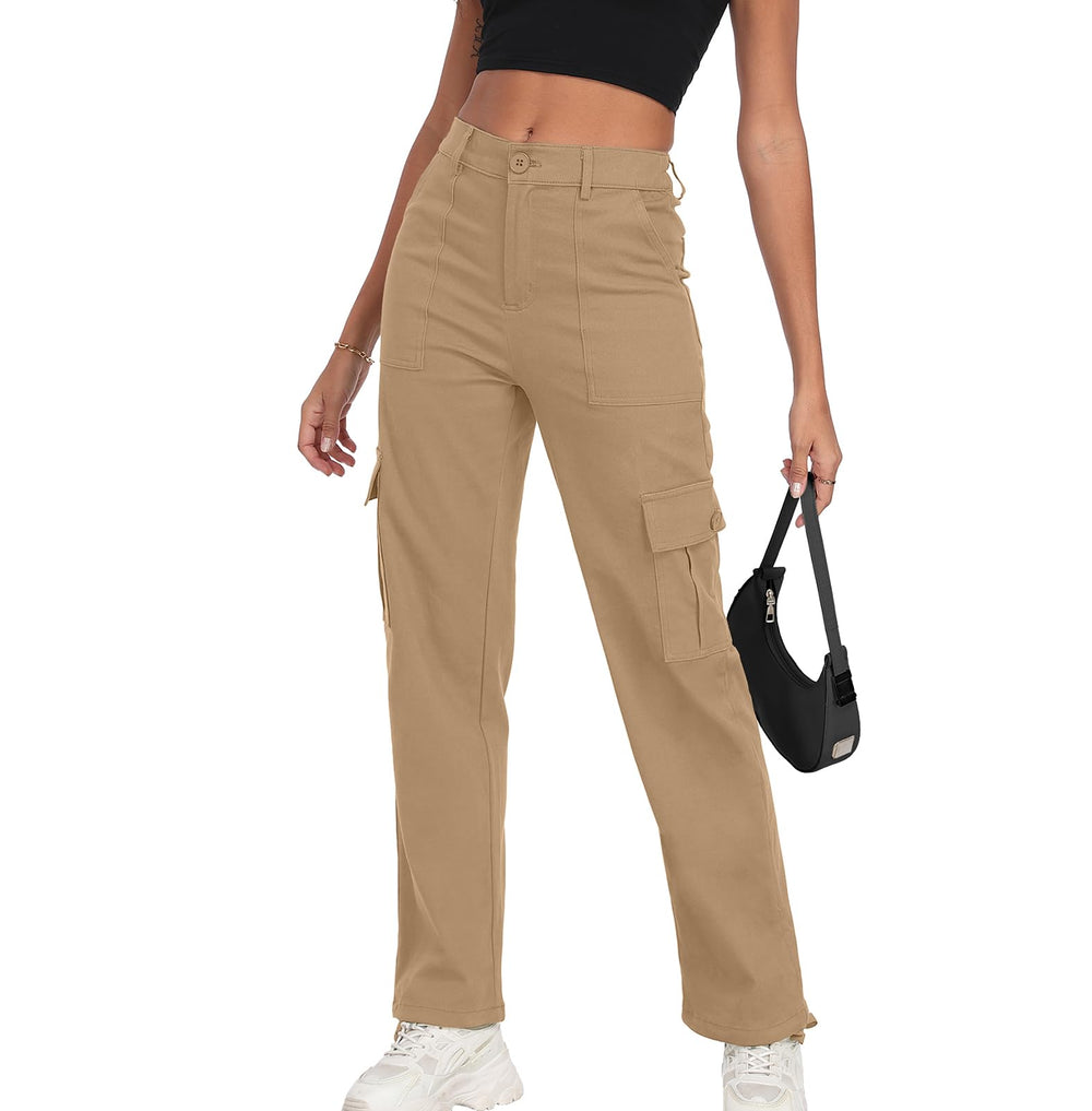 FREEOAK plus-sized baggy cargo pants front view for all-day comfort and relaxed fit.