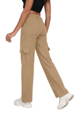 FREEOAK plus-sized baggy cargo pants high-waist band detail for comfortable fit.