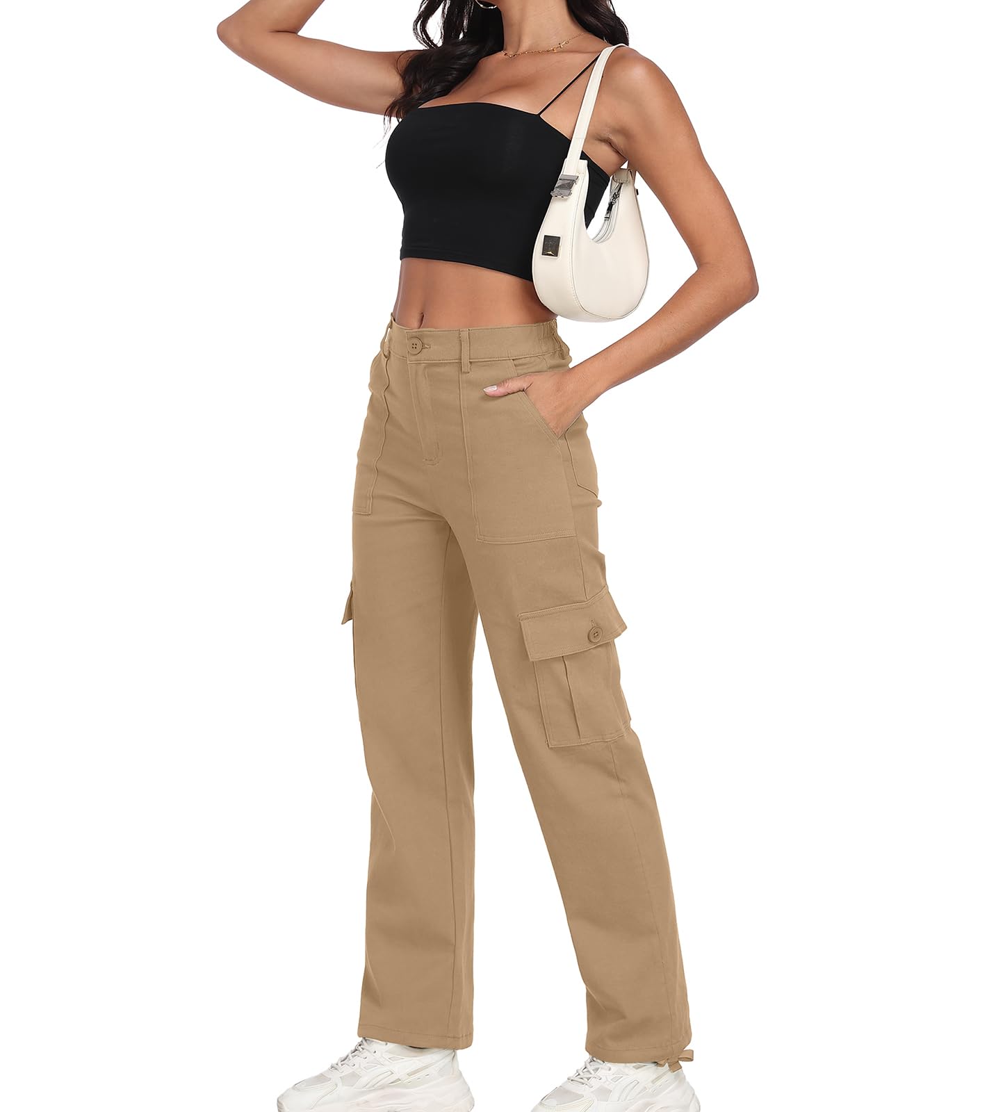 FREEOAK plus-sized baggy cargo pants side-pocket close-up showing secure storage.