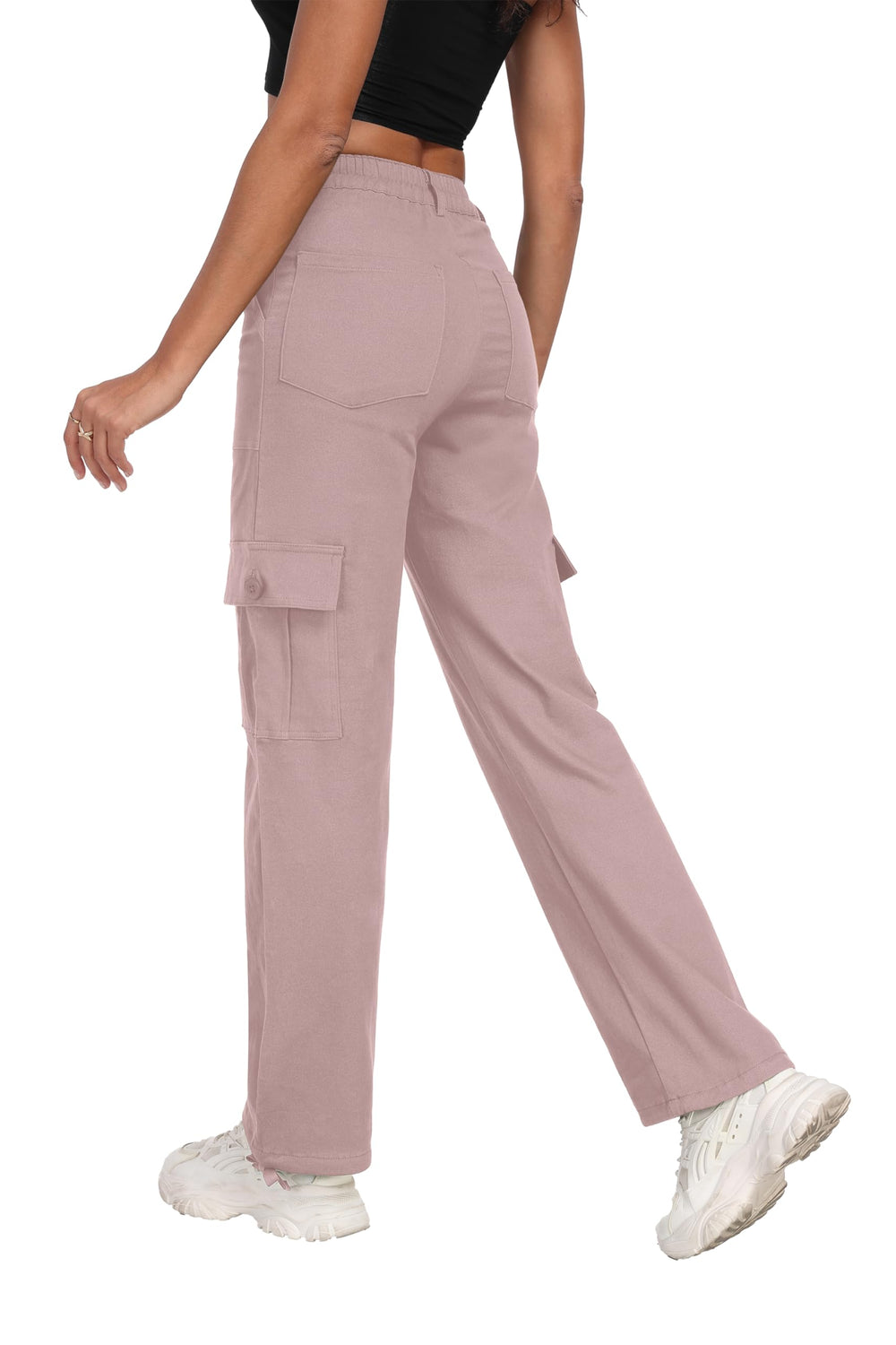 Freeoak Y2K baggy pants back view highlighting zip-button closure and sleek fit.