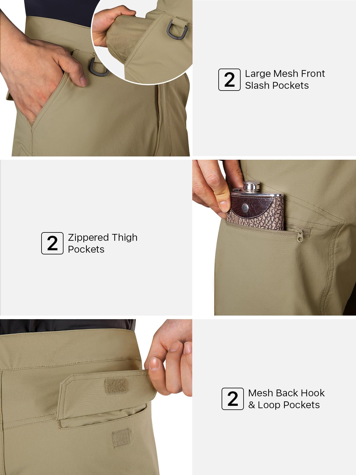 FREE SOLDIER cargo shorts adjustable waistband demonstrates customizable secure fit