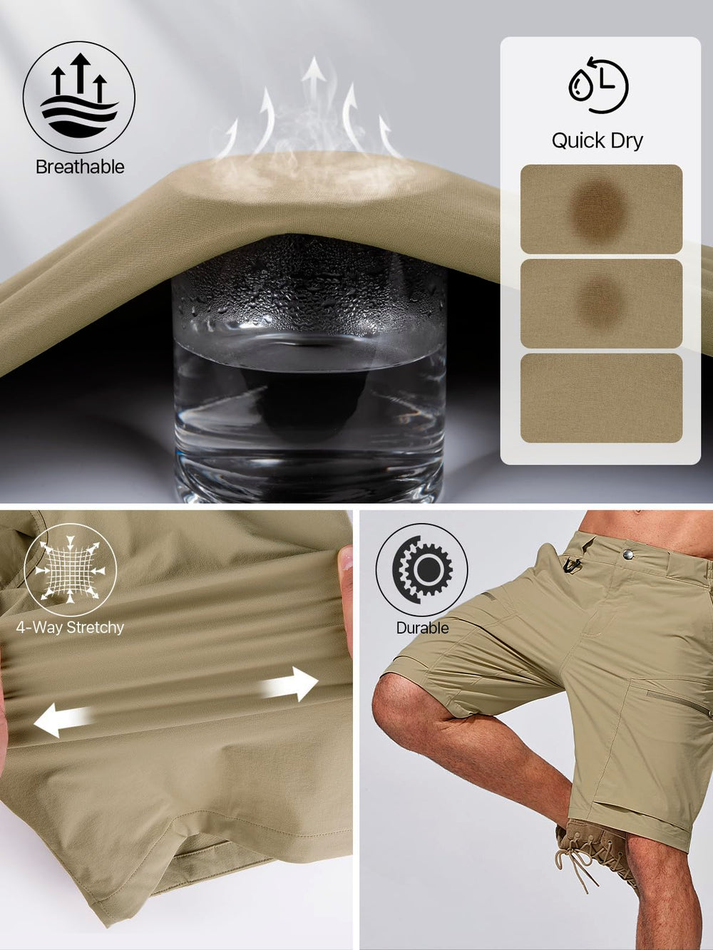 FREE SOLDIER cargo shorts water-repellent material protects against splashes on riversides