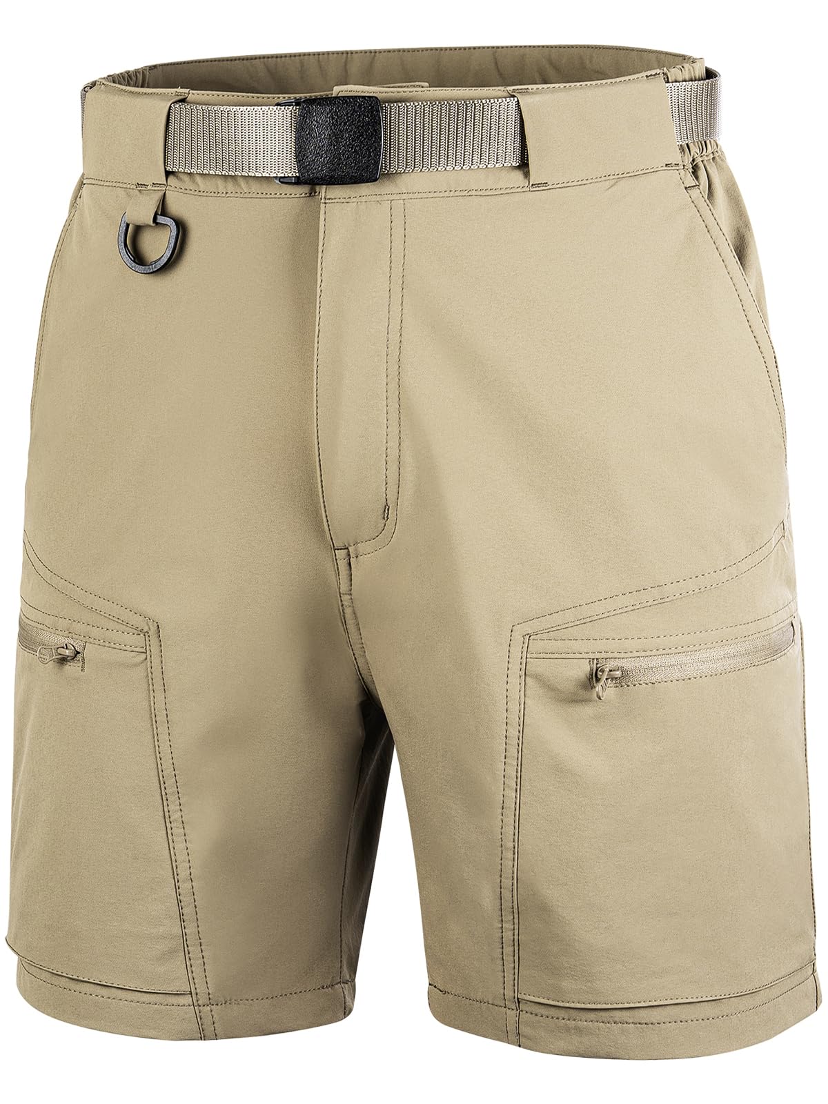 FREE SOLDIER men's cargo shorts front view show light breathable fabric for outdoor hikes.