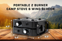 Freespirit Recreation foldable windscreen keeps heat steady in gusty conditions.