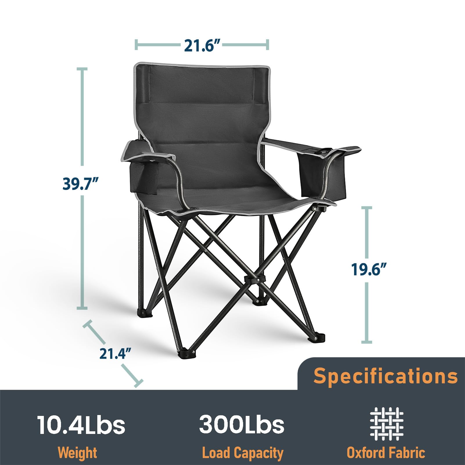 FREETOUR camping chair oversized 23.6-inch seat offers extra room and comfort.