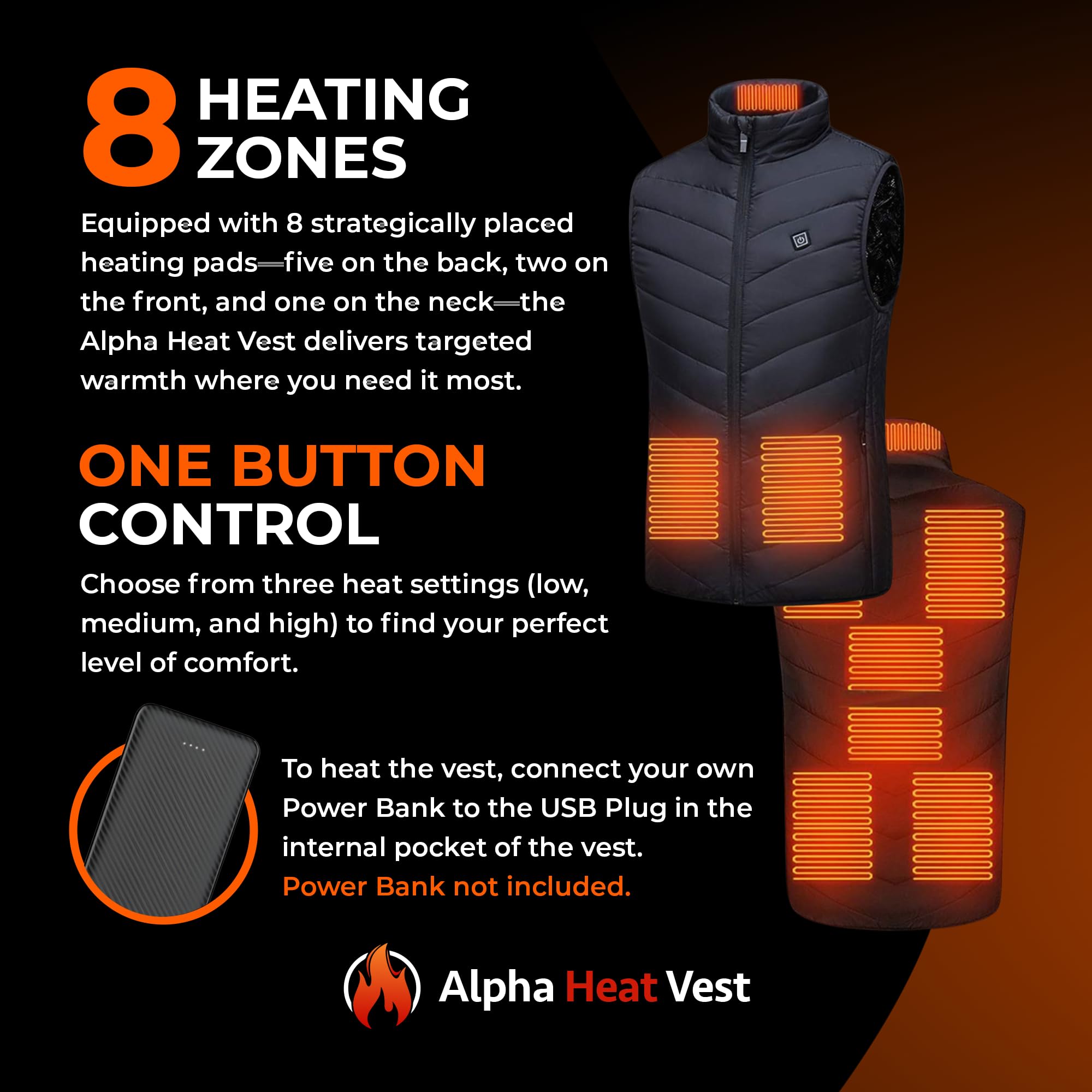 Freeze2Trim Alpha Heat Vest back view showing spine heat coverage.