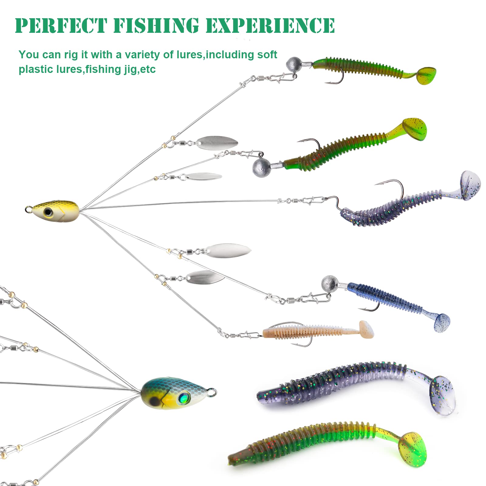 Head jigs and #2/0 circle hooks included