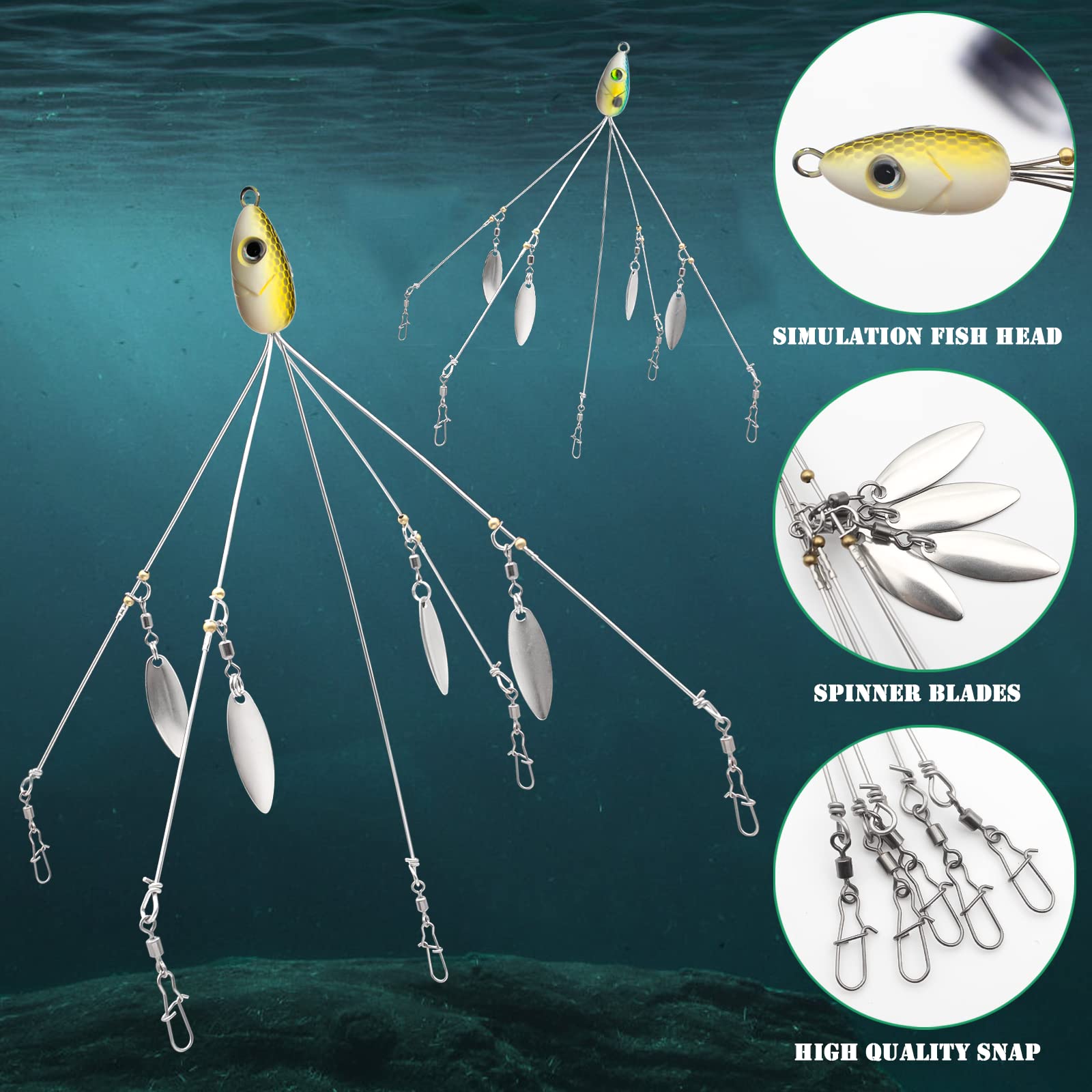 Clamp head with 5 stainless steel arms and blades