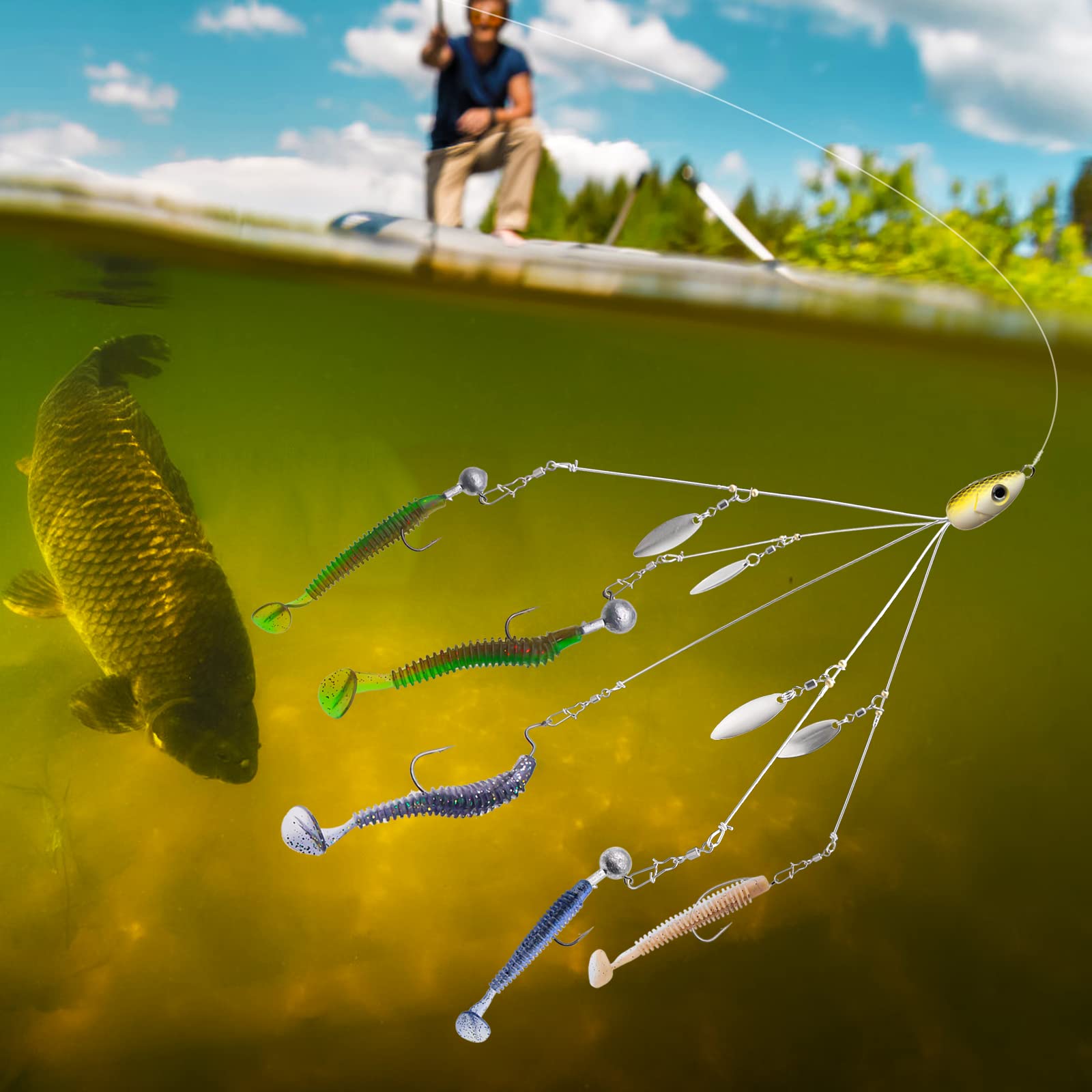 Freshwater bass trout setup using FREGITO Alabama umbrella rig