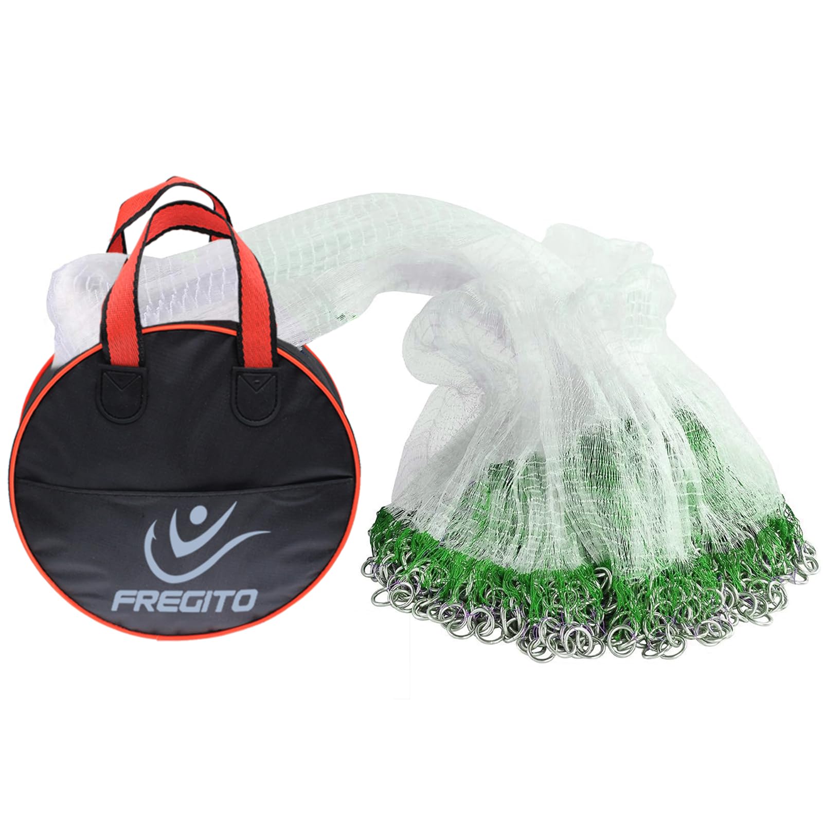 FREGITO nylon monofilament cast net green 8ft throw net for bait fishing.