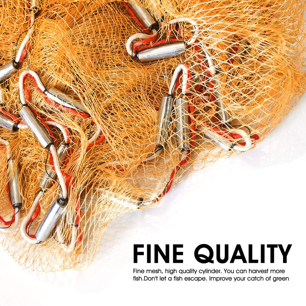 FREGITO zinc-weighted cast net sinking quickly in water.