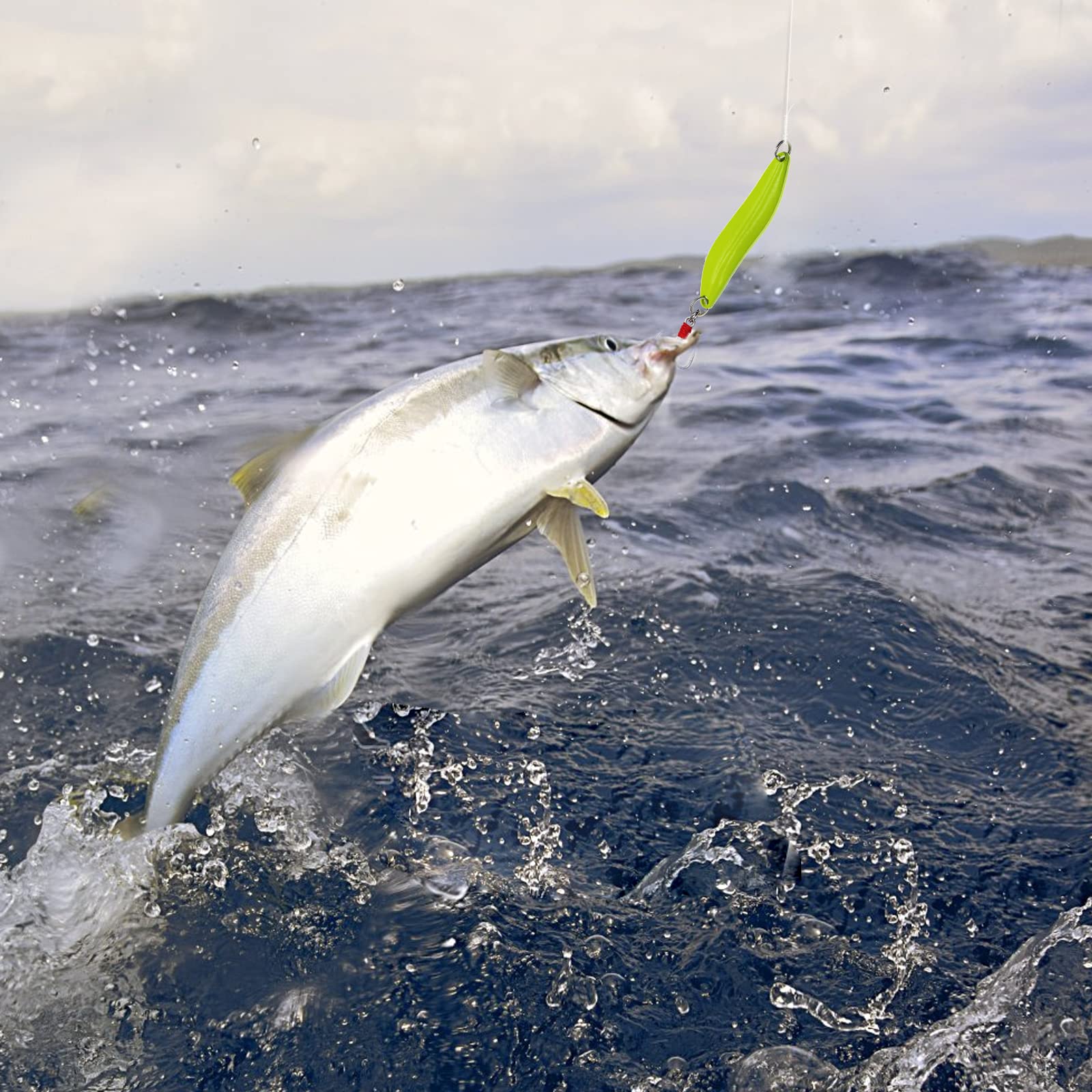 Lure in action casting into water
