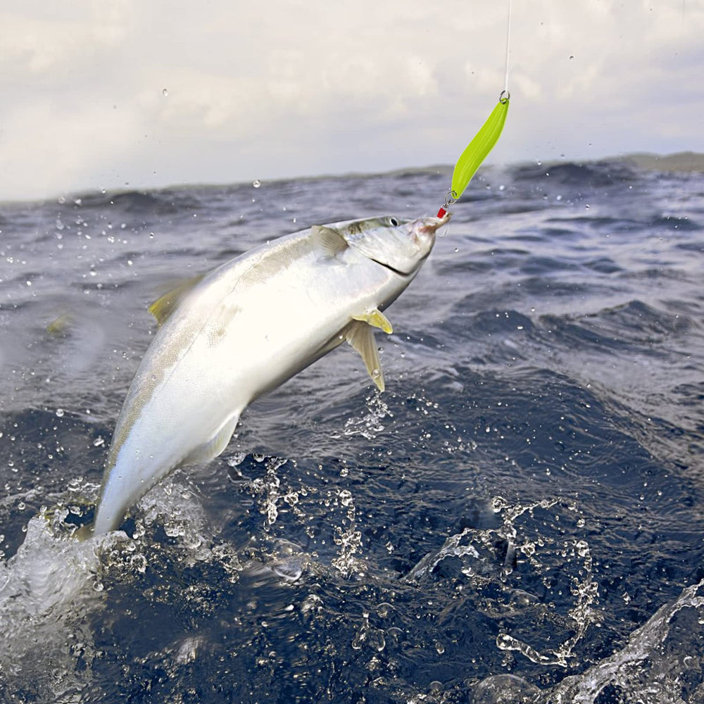 Lure in action casting into water