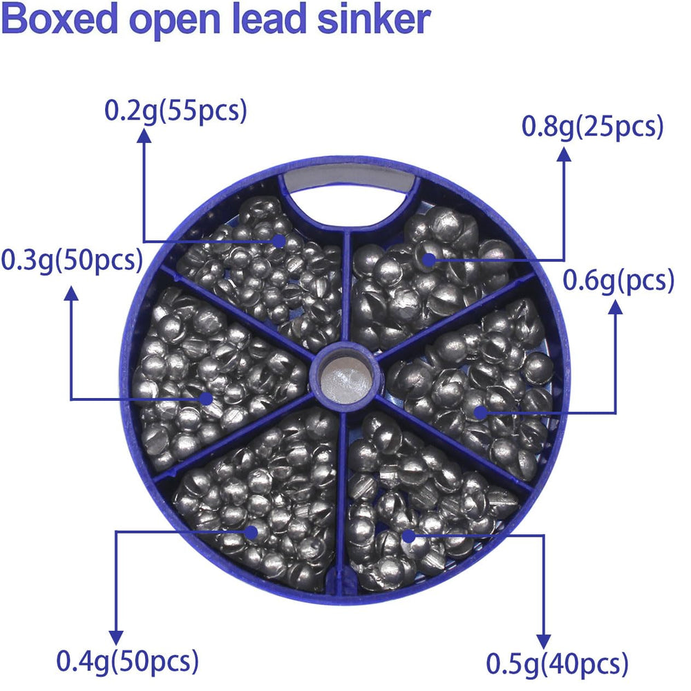 Six sizes of round split shot weights from FREGITO