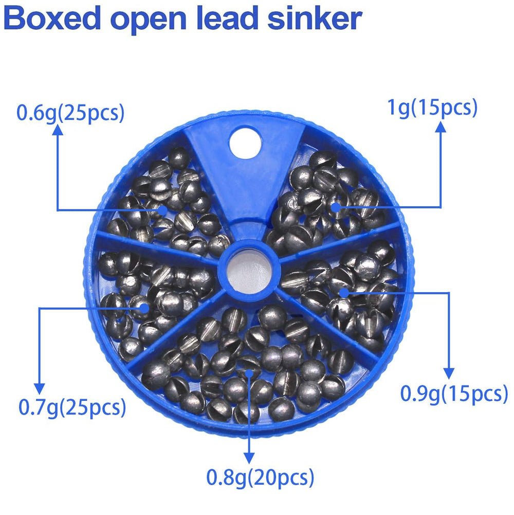 Lead weights in multiple sizes for fishing