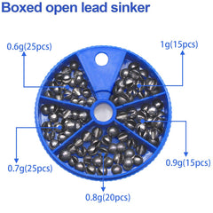 Lead weights in multiple sizes for fishing