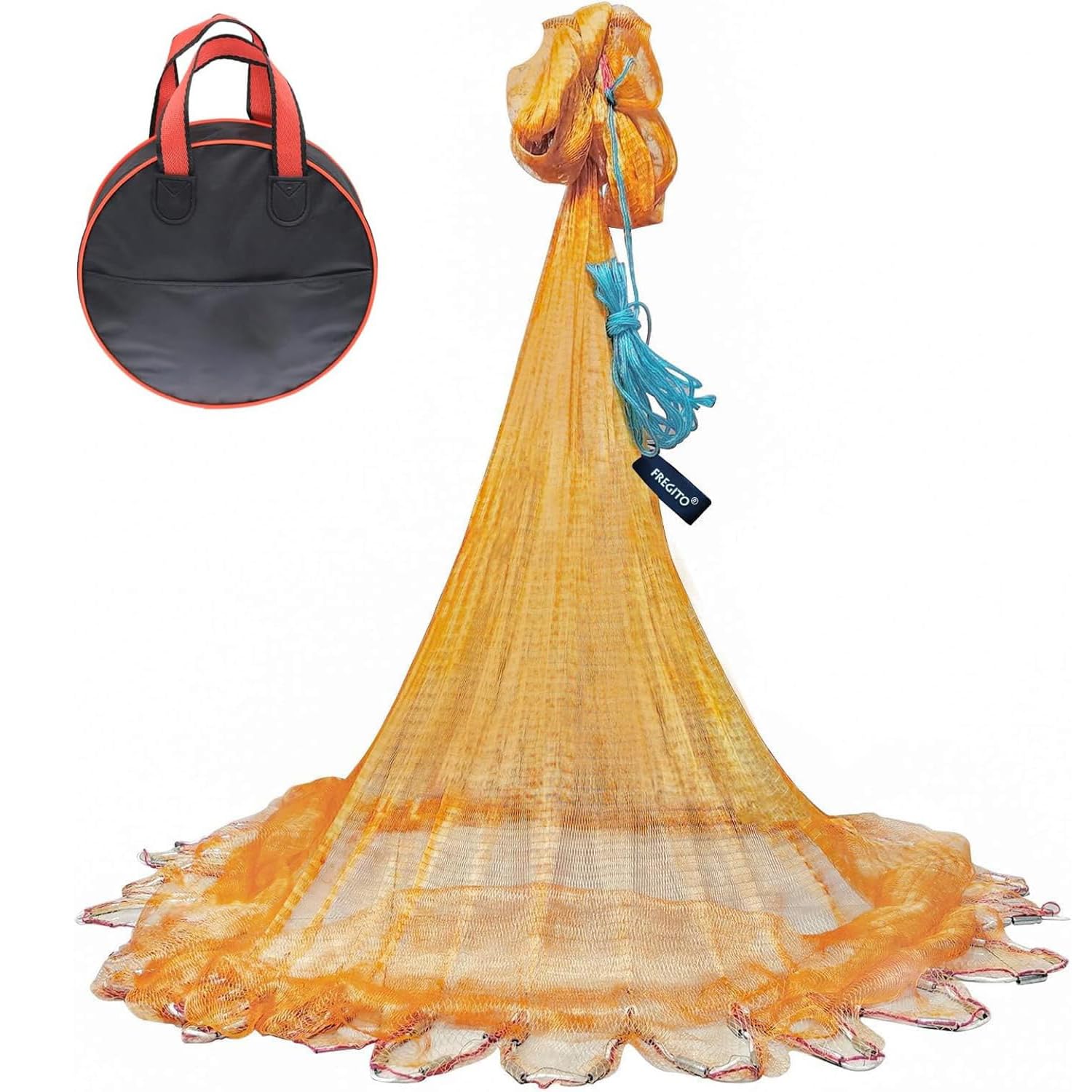 FREGITO nylon multifilament cast net 8ft with dense weave for durability.