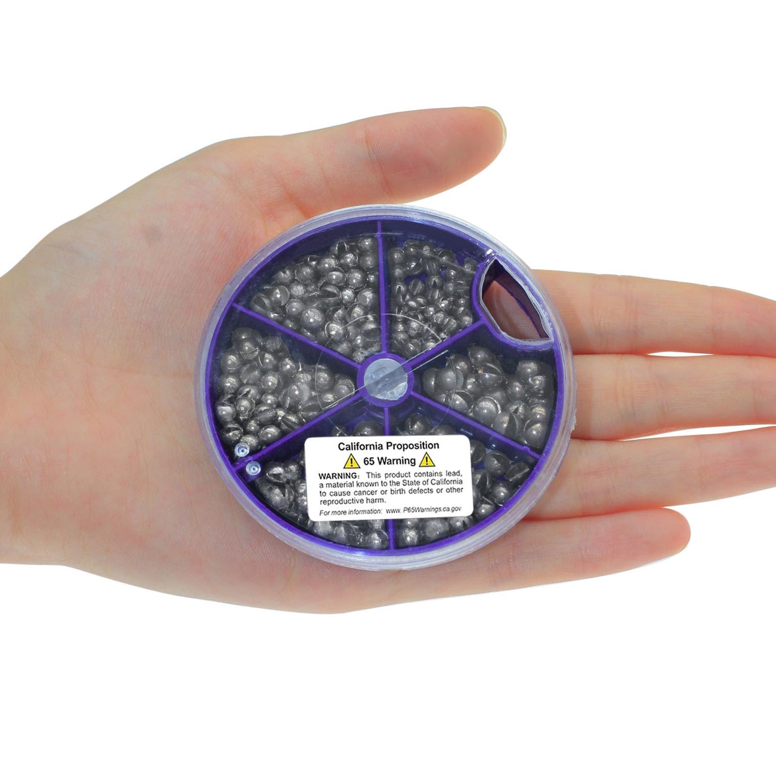 Round storage box for portable fishing weights