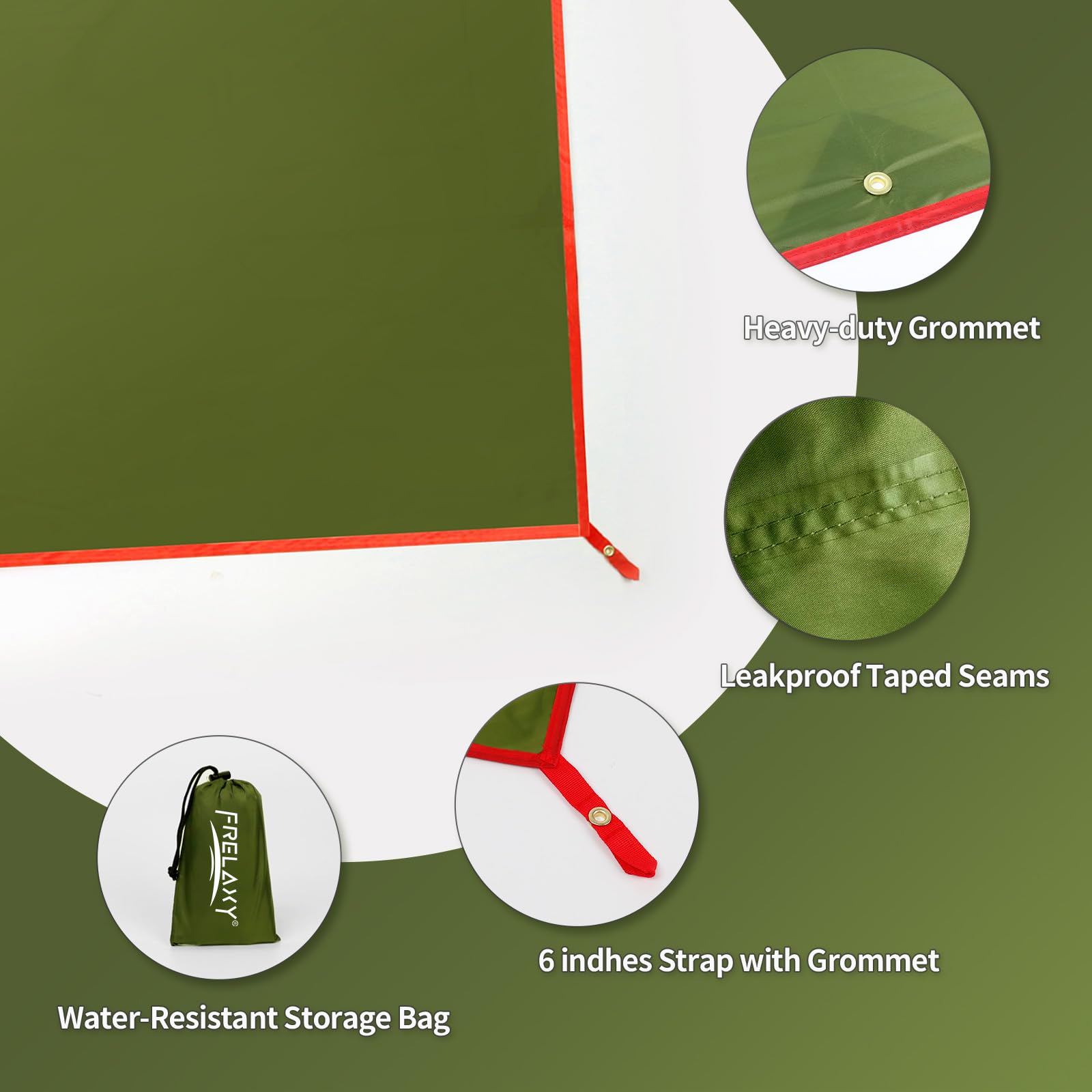 Frelaxy tent footprint available in five sizes for perfect tent or hammock fit.