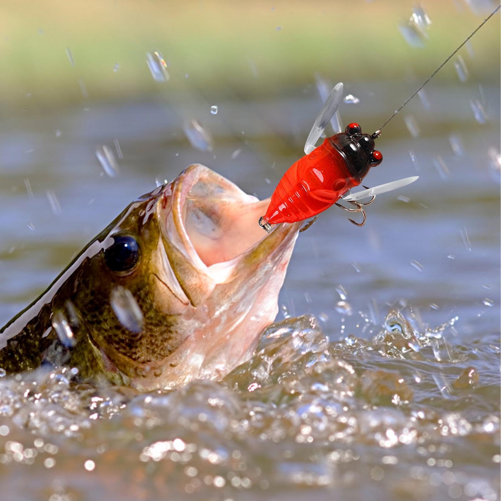 Freshwater Cicada Lure highlights 3D holographic eyes for lifelike appeal.