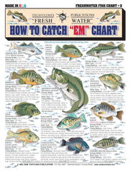 Front cover of How to Catch'em Freshwater Fish Identification #3 waterproof quick reference guide
