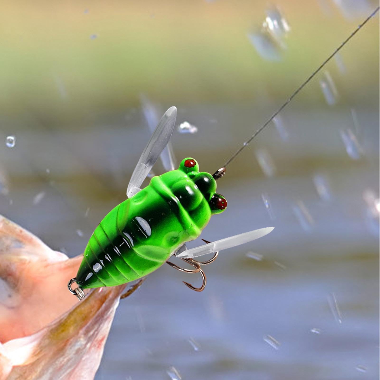 Freshwater Fishing Lures cicada lure double treble hooks improve strike opportunities.