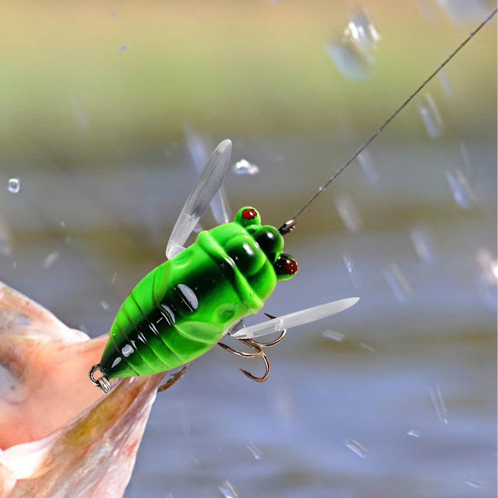 Freshwater Fishing Lures cicada lure double treble hooks improve strike opportunities.