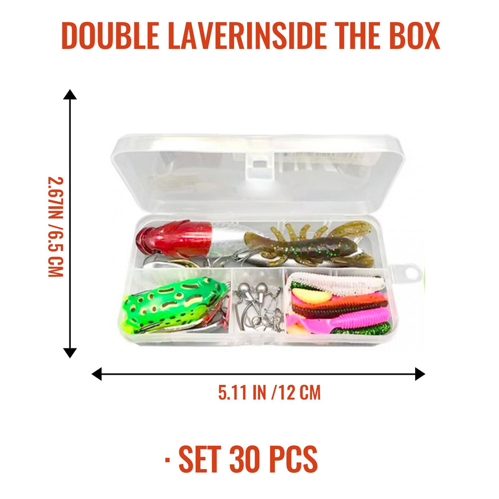 Portable PVC box with 30 lures for travel
