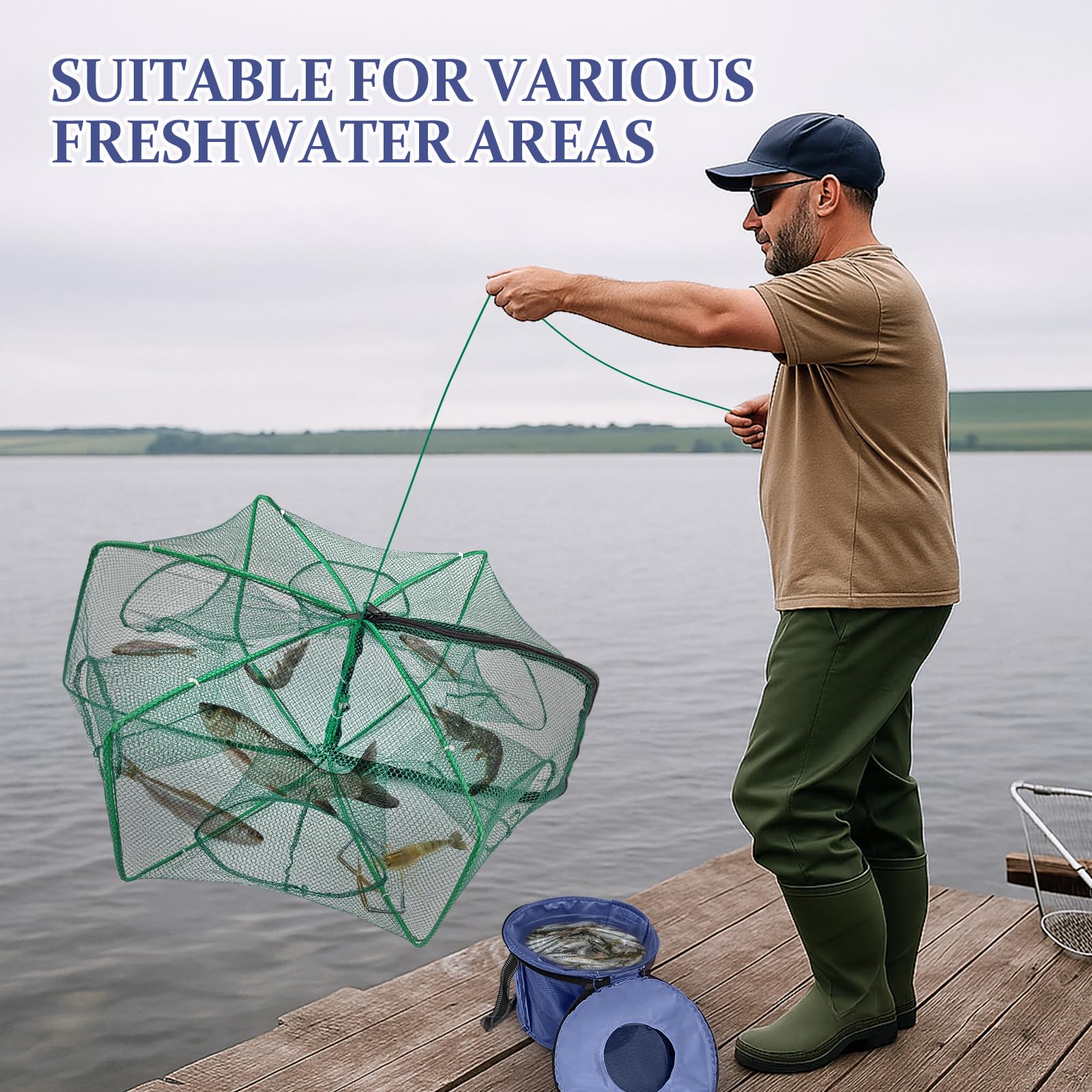 Crustacean trap suitable for freshwater and saltwater like shrimp, crab, and crawfish