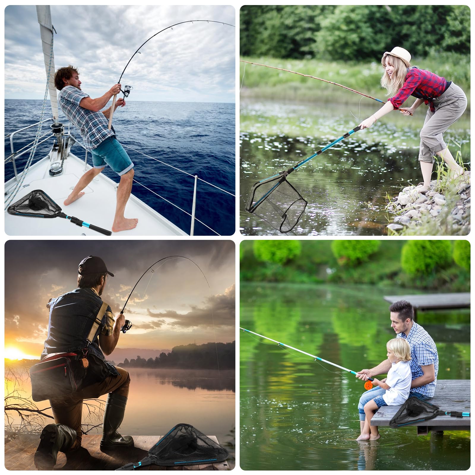 Fishing net suitable for freshwater and saltwater for kids and adults
