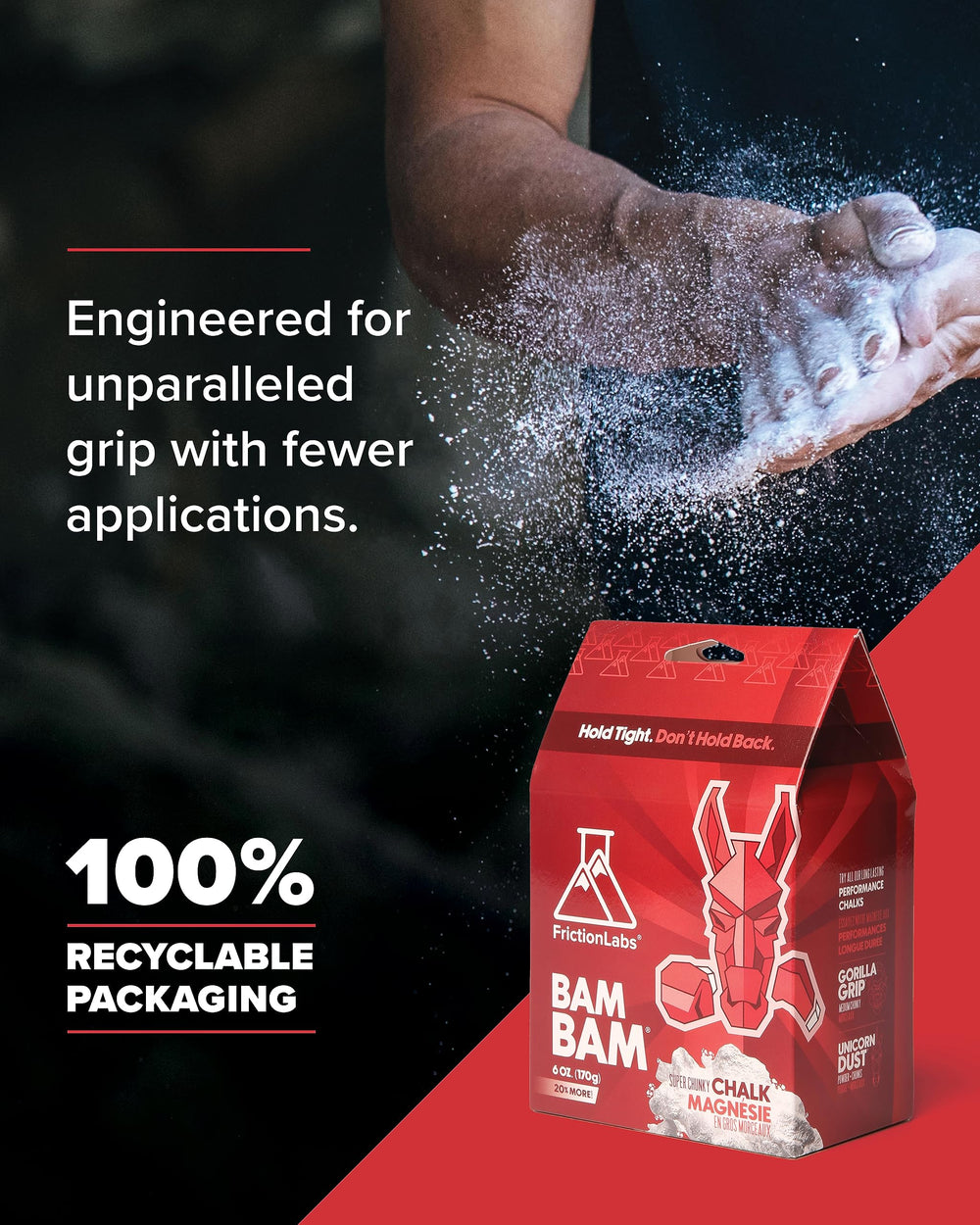 Friction Labs Bam Bam outdoors on rock climb with steady grip