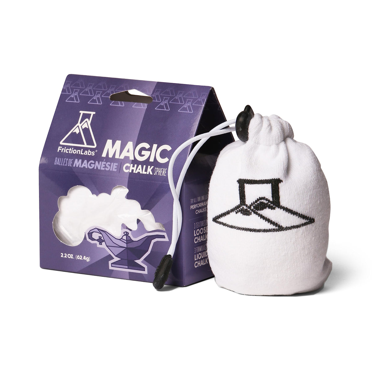 Friction Labs Magic Chalk Ball refillable sock boosts grip for climbing.