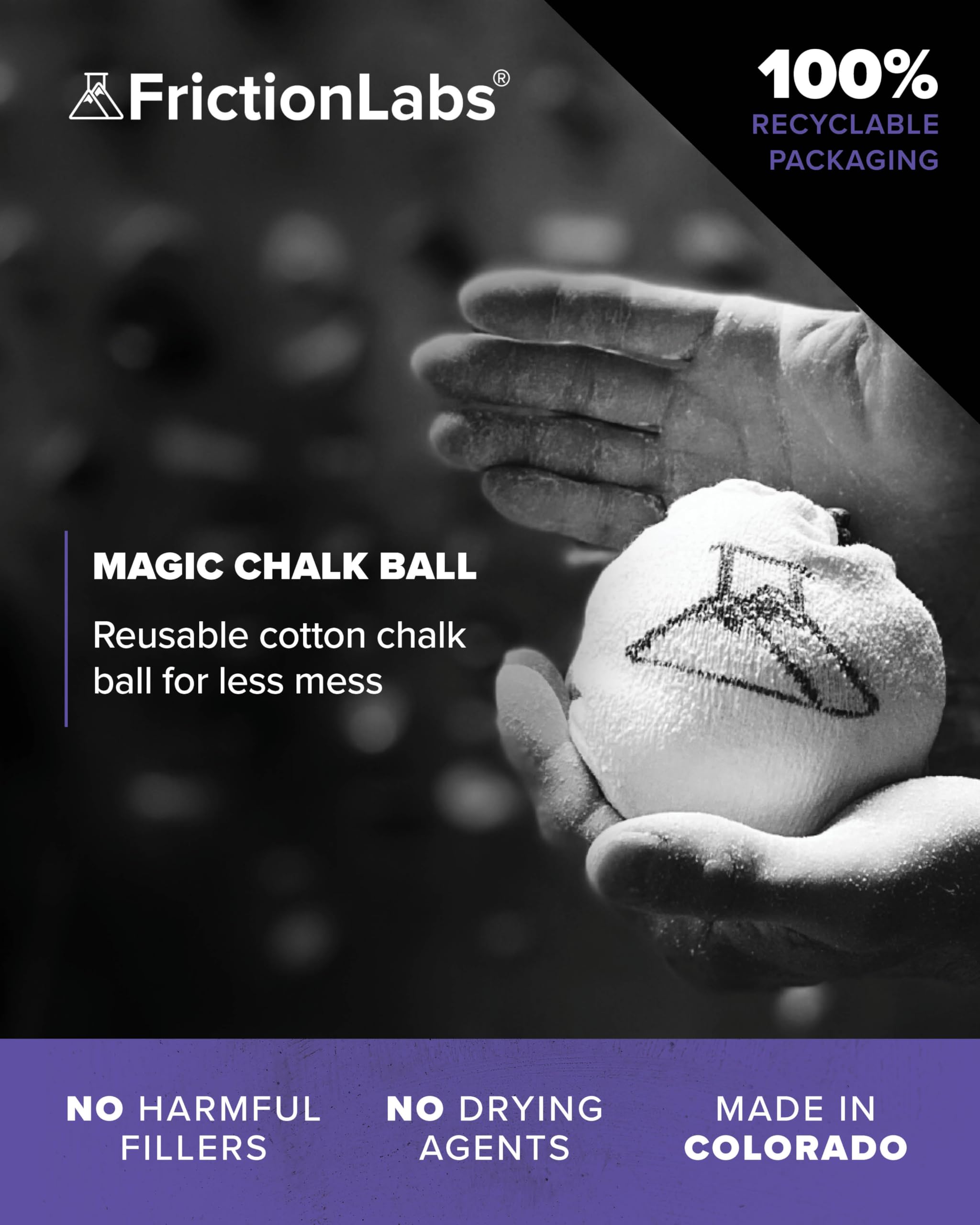 Close-up of Friction Labs Magic Chalk Ball texture for dry hands.