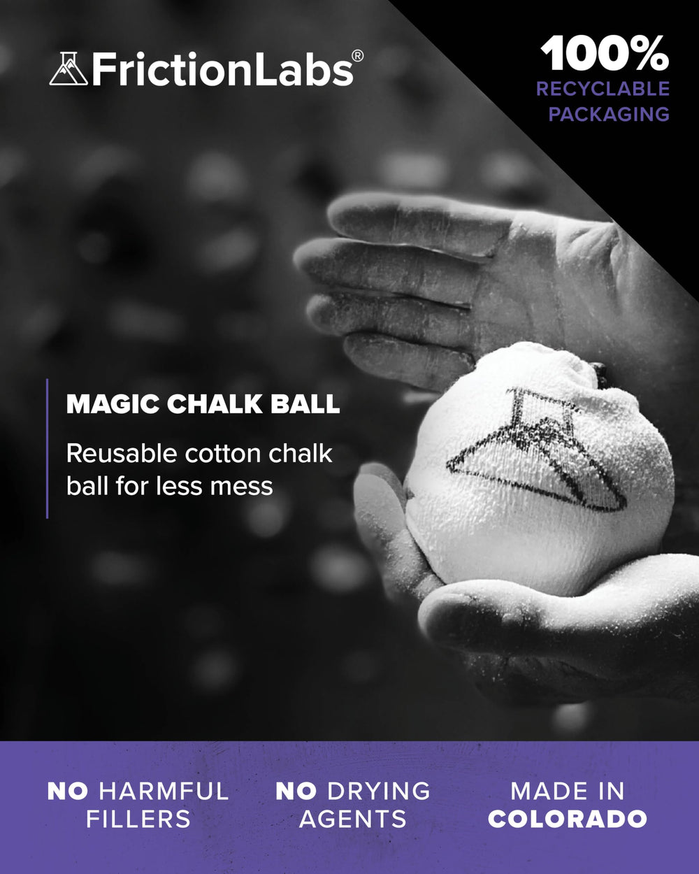 Close-up of Friction Labs Magic Chalk Ball texture for dry hands.