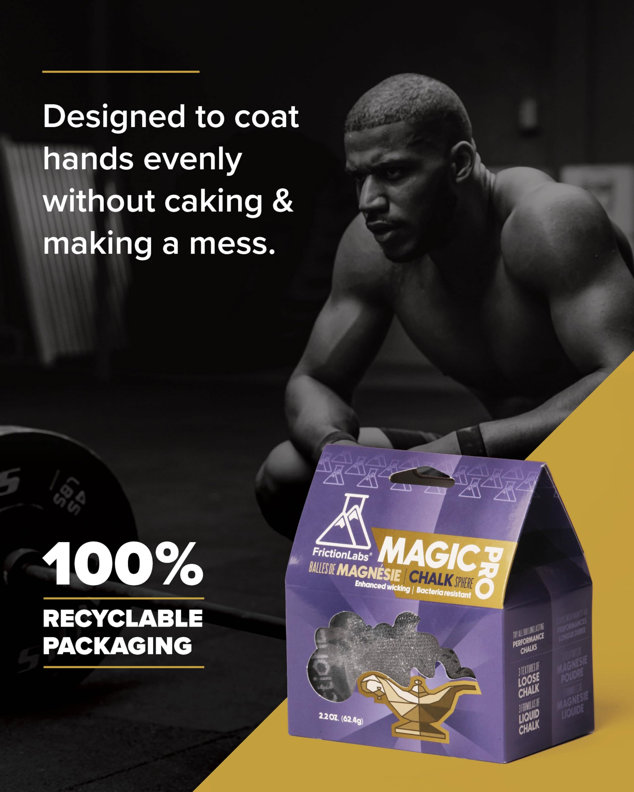 Friction Labs Magic Pro Chalk Sphere portable design for gym and outdoor use.
