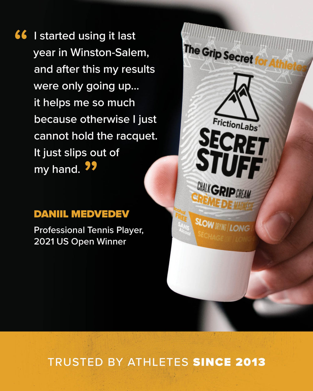 Friction Labs Secret Stuff Liquid Chalk USA-made quality supports consistent performance.