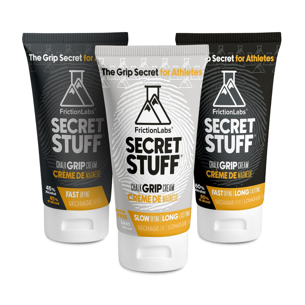Friction Labs Secret Stuff Original bottle pour for hot, humid conditions to improve grip.