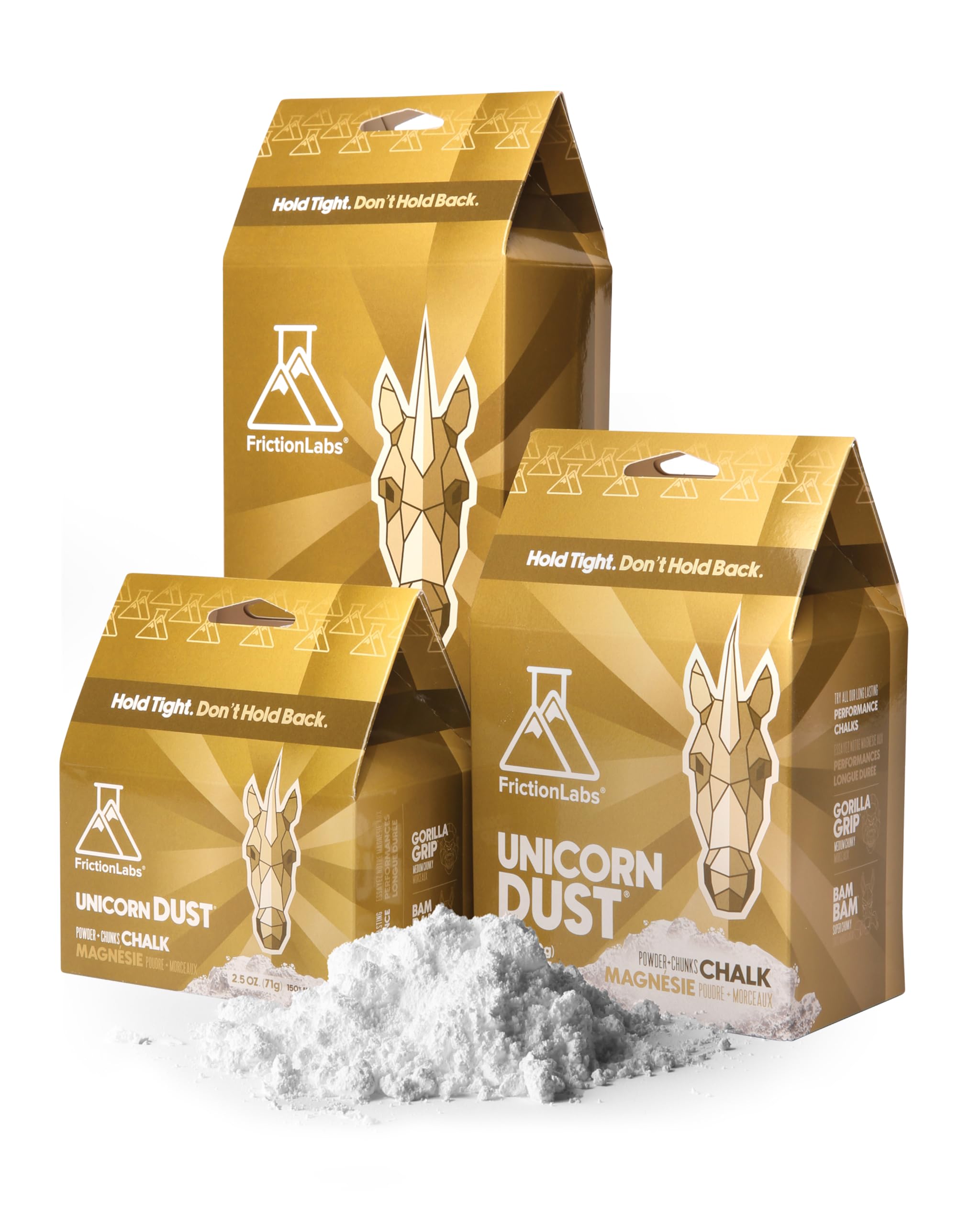 Friction Labs Unicorn Dust 2.5oz bottle highlights premium grip chalk