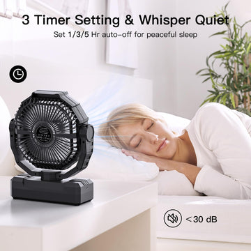 FRIZCOL 3-in-1 camping fan adjustable head for customizable airflow