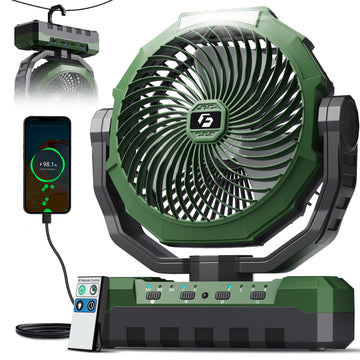 FRIZCOL 3-in-1 camping fan battery life for extended outdoor use.