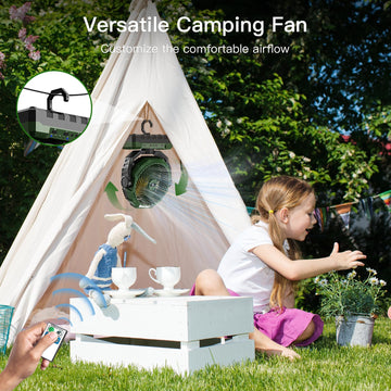 FRIZCOL 3-in-1 camping fan sturdy ABS build with hanging hook for portability.