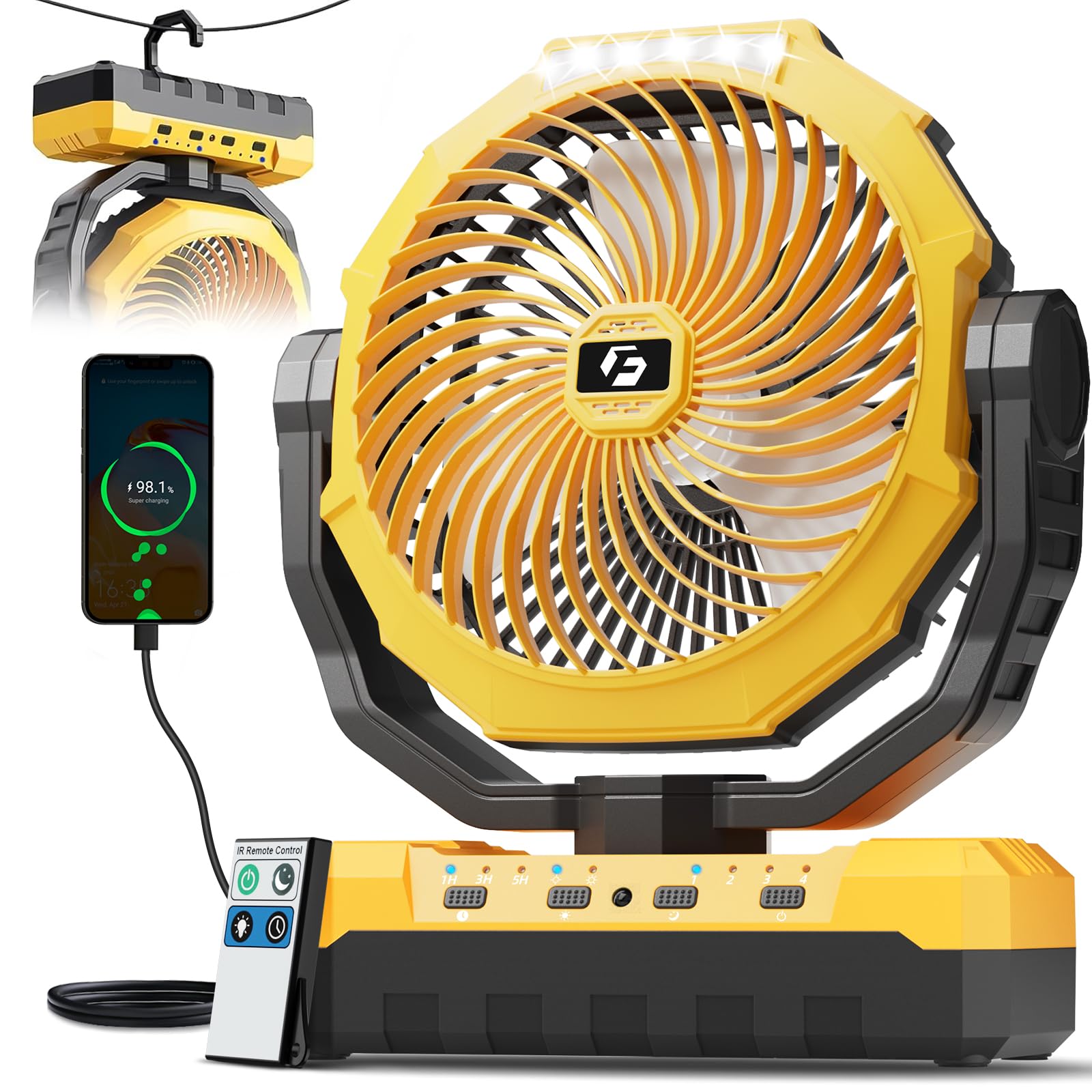 FRIZCOL 3-in-1 camping fan front view for easy outdoor setup.