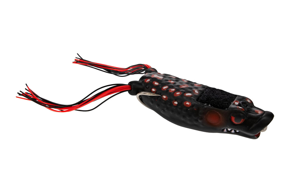 Frog Factory Boom Boom Hollow Body Popping Frog front view, ideal for triggering topwater strikes.